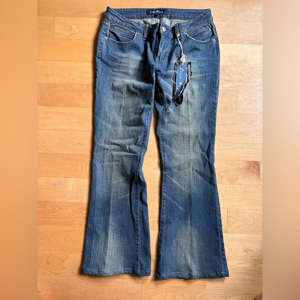 True blue glitter low rise Y2K jeans